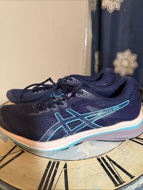 ASICS Women's Navy Running Sneakers with Aqua Accents